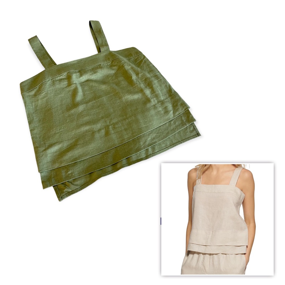 DKNY Linen Blend Textured Tank Sage Green
